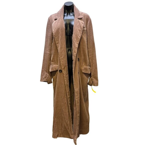 Free People Corduroy Long Duster Coat Double-Breasted  L - Picture 5 of 9